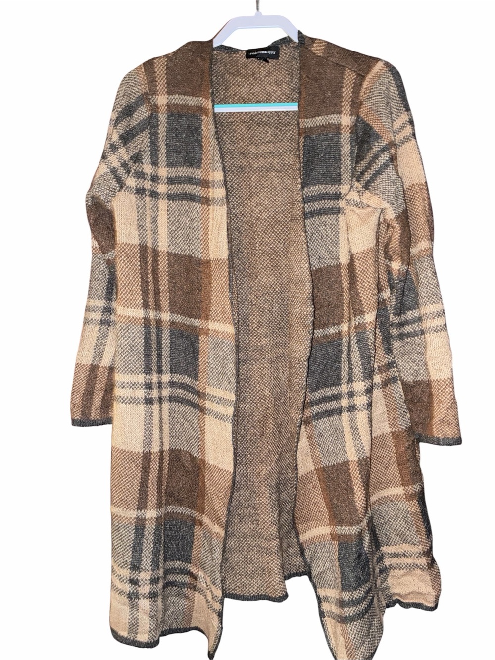 FORTUNE AND IVY BROWN AND GRAY CARDIGAN SWEATER SZ XL